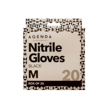 AGENDA NITRILE GLOVES MEDIUM BLACK PK20