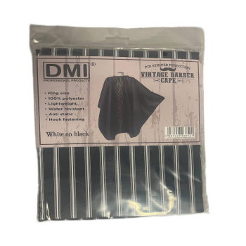 DMI VINTAGE BARBER CAPE BLACK WITH WHITE STRIPES HOOK DMI VINTAGE BARBER CAPE BLACK WITH WHITE STRIPES HOOK
