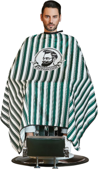 DMI VINTAGE BARBER CAPE GREEN WITH WHITE STRIPES - DISCONTINUED ITEM