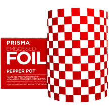 PRISMA EMBOSSED FOIL PEPPER POT 100M X 120MM (RED & WHITE)